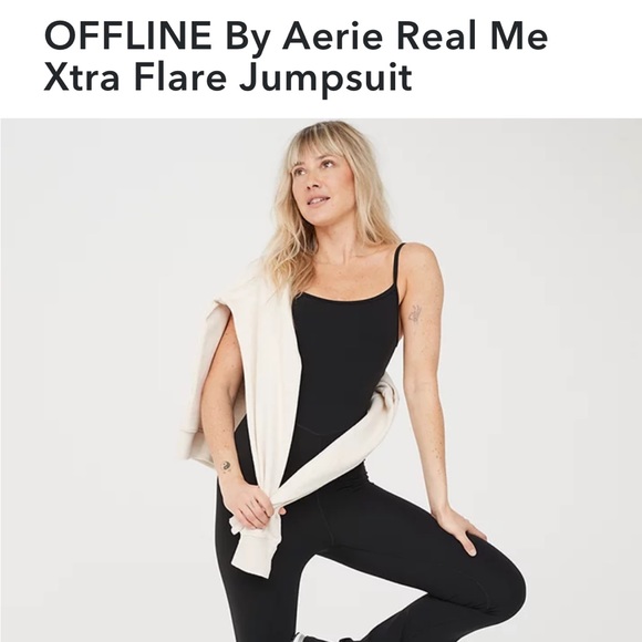 Offline by Aerie Real Me Xtra Flare Jumpsuit (black) NWT - Picture 1 of 3